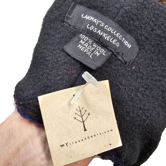 Lakhays Collection Hand Knit Wool Beanie Earflap Fleece Lined Nepalese OS NWT - Picture 3 of 8